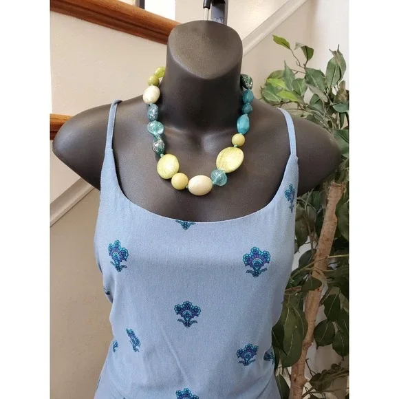 Cato Women's Blue Floral Rayon Square Neck Sleeveless Long Maxi Dress Size Large - Picture 2 of 10